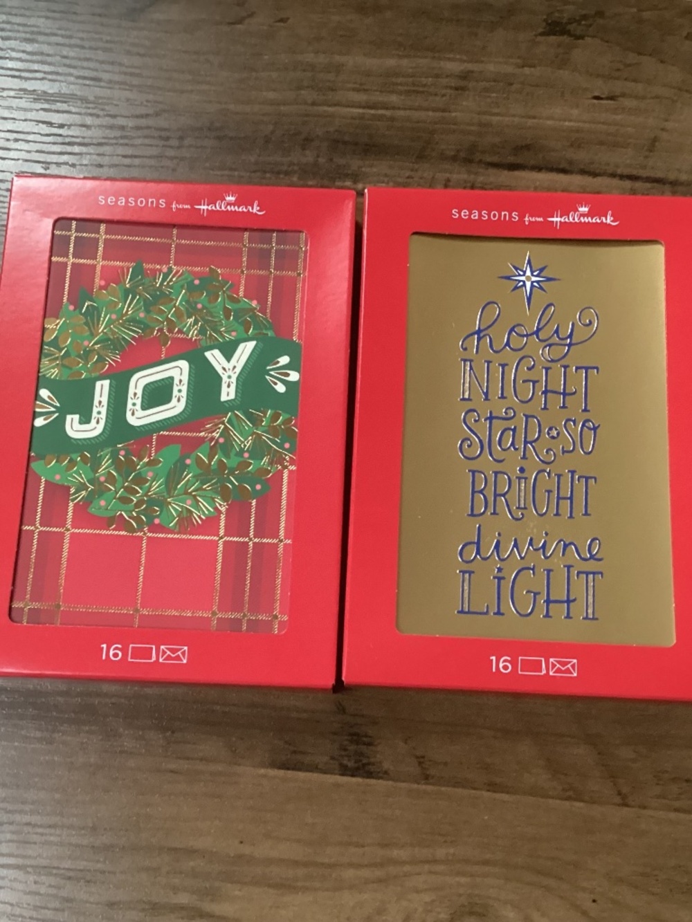 Hallmark Seasons Greetings Christmas Cards Bundle - JOY & Holy Night 2-pack New